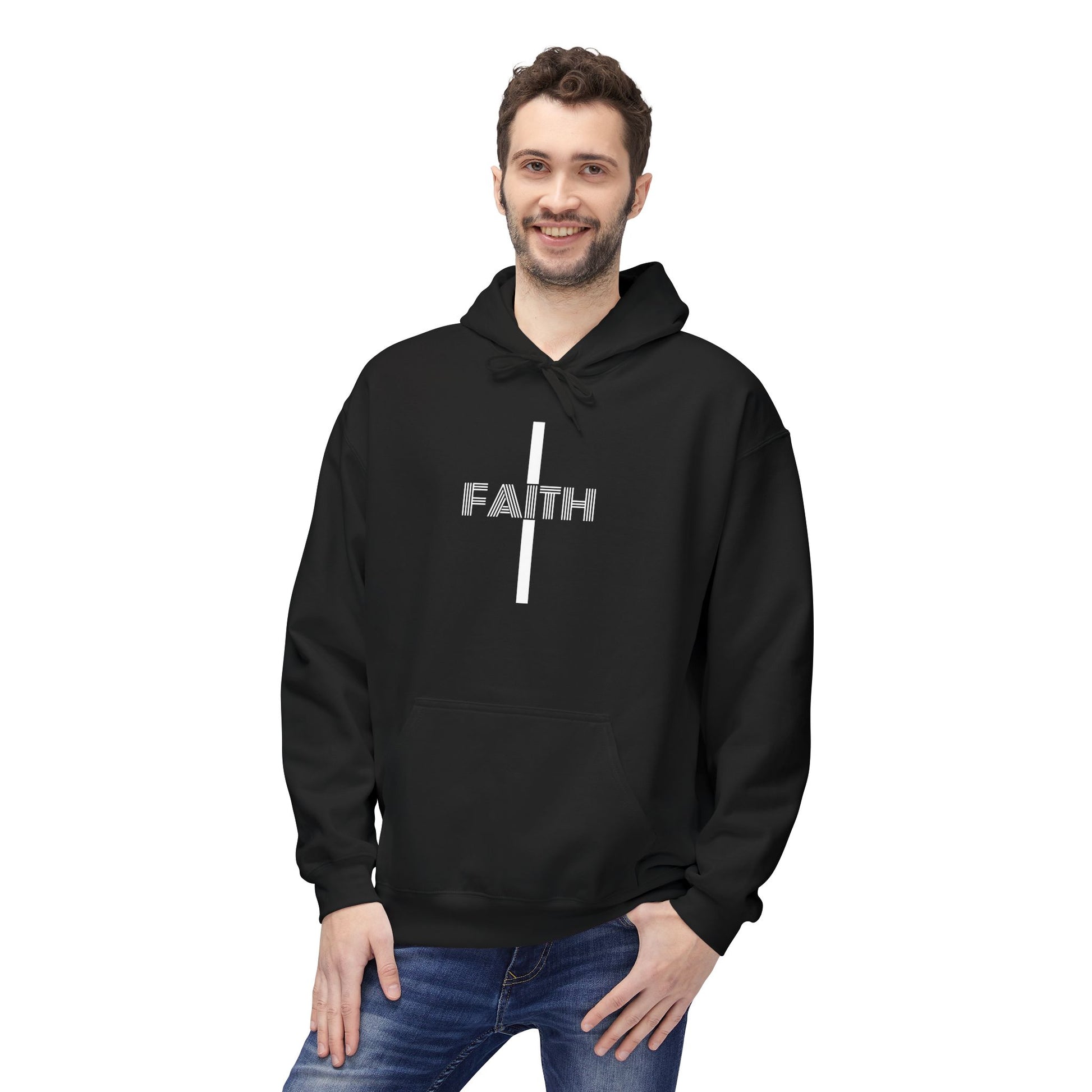 Faith Unisex Midweight Fleece Hoodie, Cozy Casual Wear, Inspirational Gift, Faith-Driven Style, Perfect for Everyday & Holidays