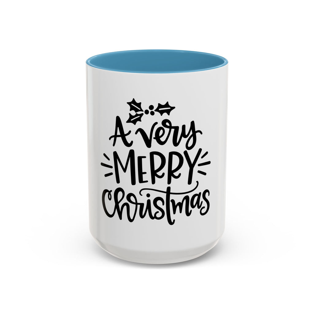 Very Merry Christmas Coffee Mug, Color Accent Mug (11oz and 15 oz)