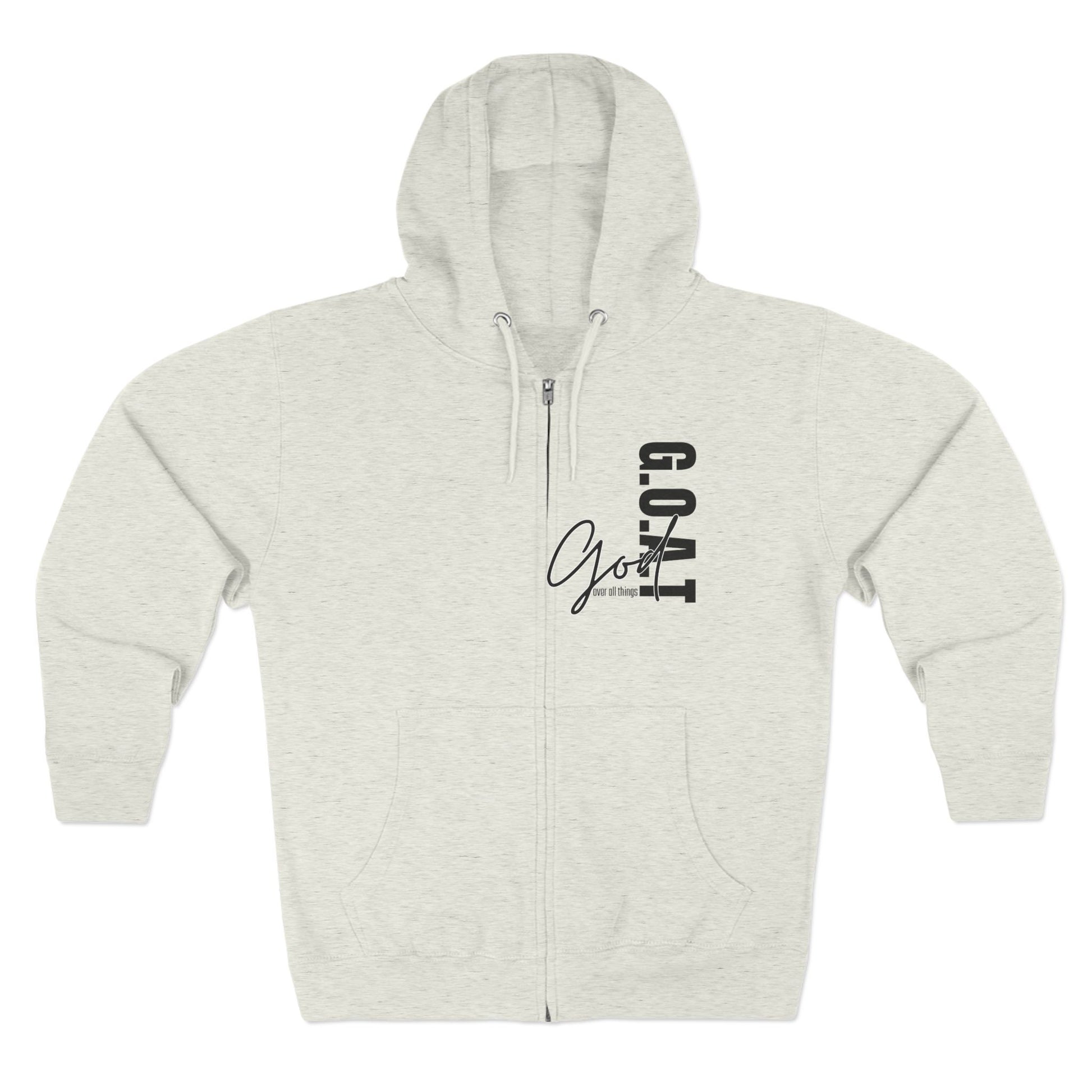 Zip Hoodie, Unisex Hoodie, Cozy Oversized Hoodie, Inspirational Apparel, Versatile Layering Piece, Gift for Motivators, Goat God T-shirt