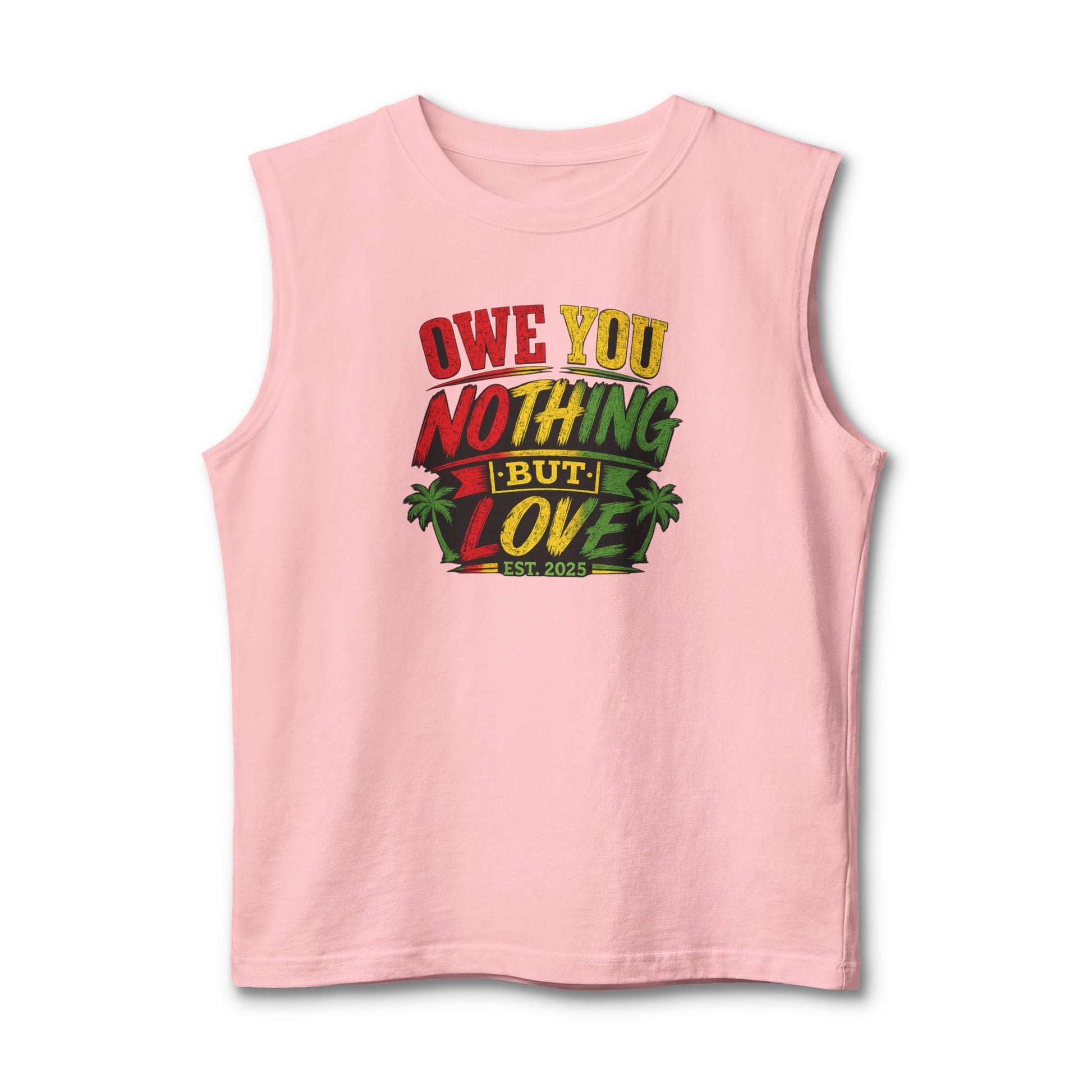 Nothing But Love Muscle Tank — Rasta Palm Graphic Sleeveless Tee