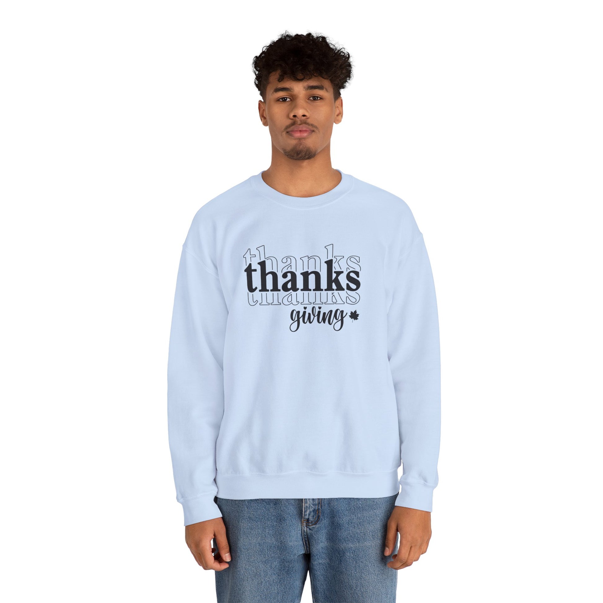 Thanksgiving Crewneck Sweatshirt, 'thanks giving' Script Holiday Pullover