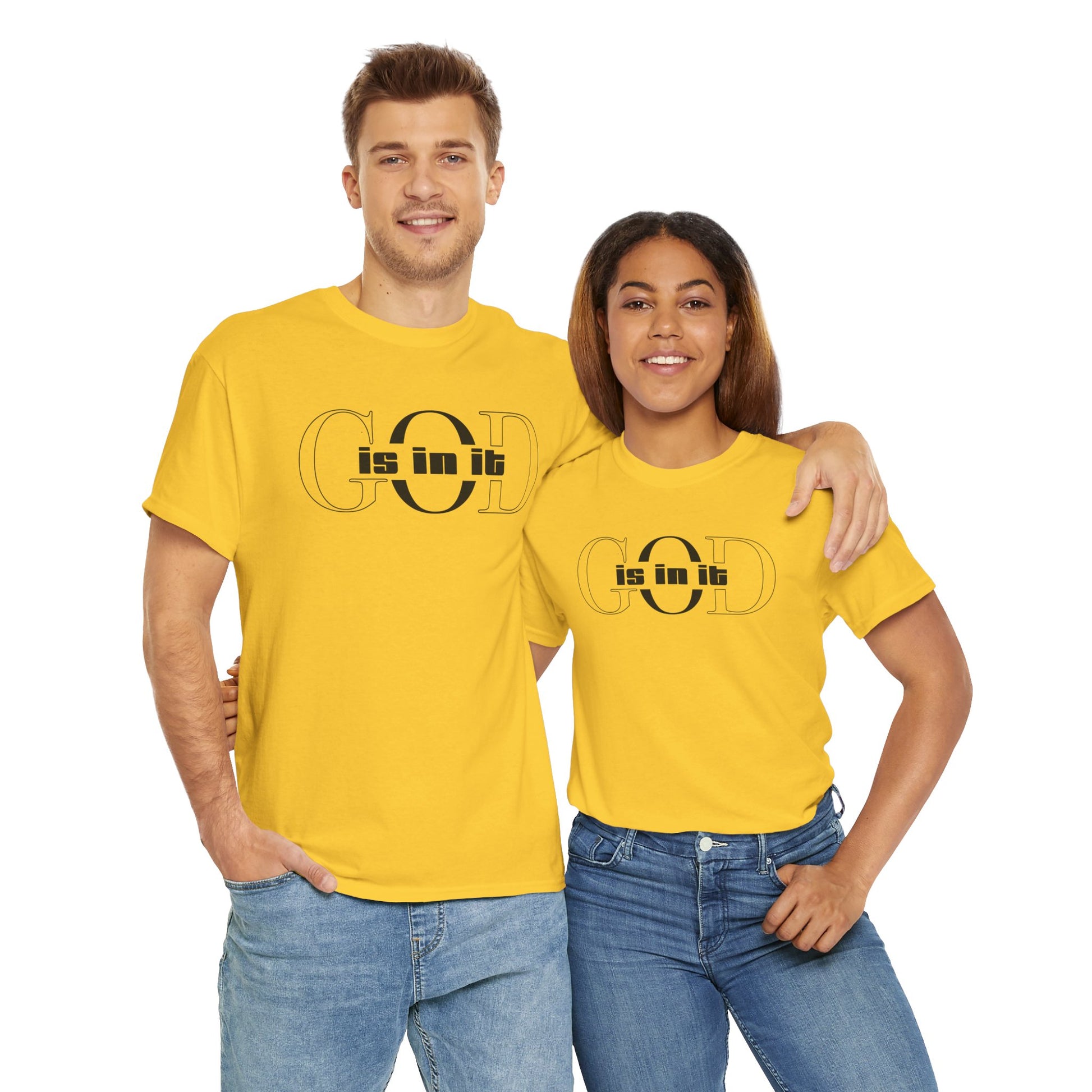 God is in it, Unisex Heavy Cotton Tee - Christian T-shirt, Faith-based-tee, Comfortable Casual Wear, Perfect for Church, Everyday Style, Gift for Friends, Summer Outfits, Relaxed Vibes