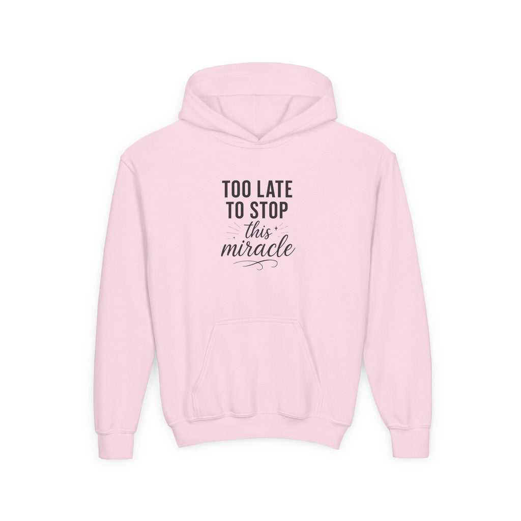 Miracle Hooded Sweatshirt for Youth, Inspirational Sweatshirt, Cozy Hoodie, Youth Pullover, Perfect Gift for Teens, Faith Apparel