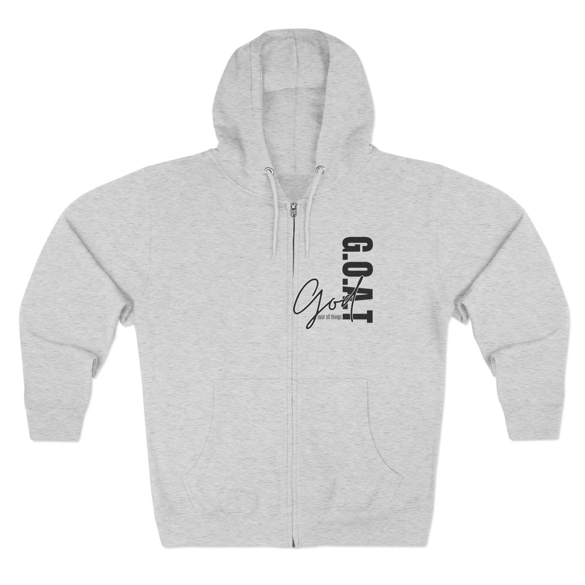 Zip Hoodie, Unisex Hoodie, Cozy Oversized Hoodie, Inspirational Apparel, Versatile Layering Piece, Gift for Motivators, Goat God T-shirt