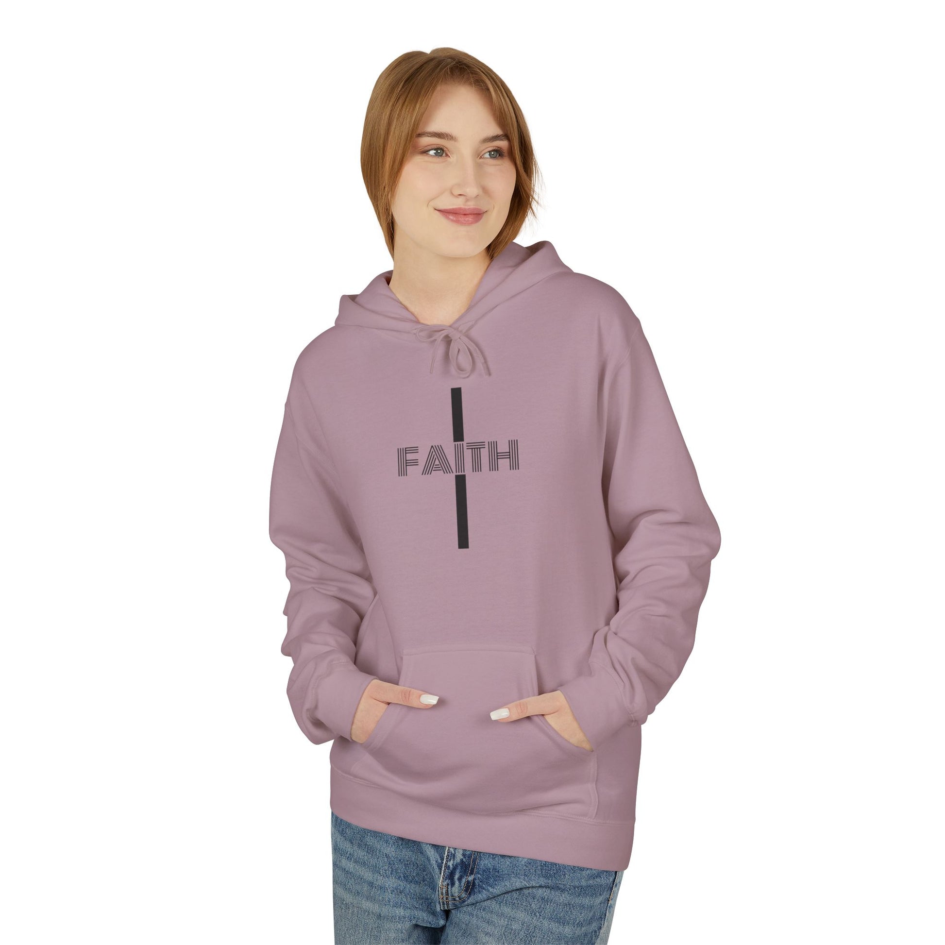 Faith Unisex Midweight Fleece Hoodie, Cozy Casual Wear, Inspirational Gift, Faith-Driven Style, Perfect for Everyday & Holidays