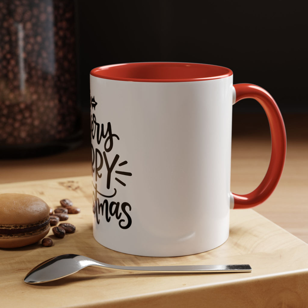 Very Merry Christmas Coffee Mug, Color Accent Mug (11oz and 15 oz)
