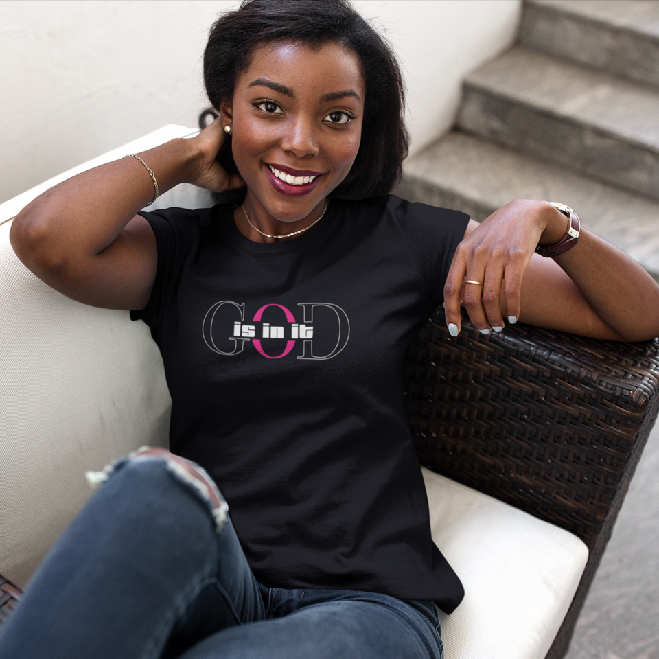 Women's Minimalist Softstyle Tee, Casual Top, Everyday Wear, Gift for Her, Comfortable Fashion | Faith-based , "God is in it" women T-shirt