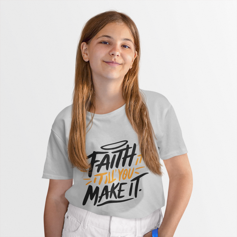 Faith Kids Softstyle Tee, Inspirational T-Shirt, Youth Motivational Shirt, Encouragement Gift for Kids, White Graphic Tee