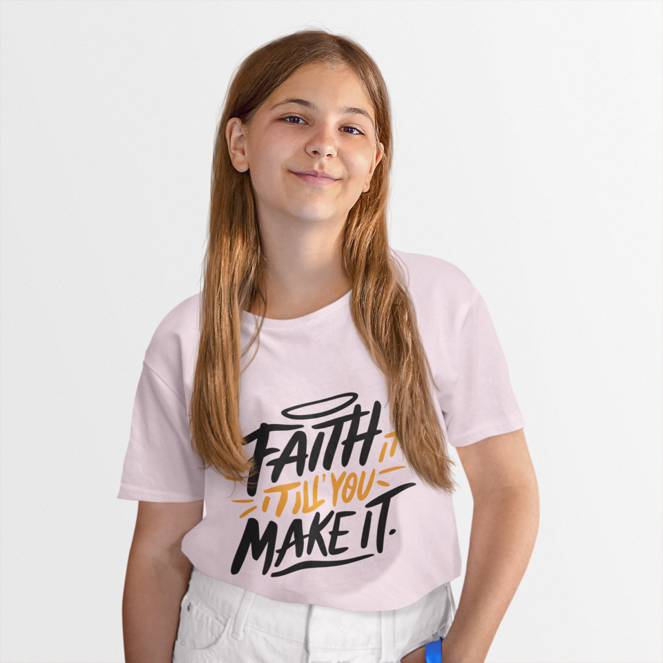Faith Kids Softstyle Tee, Inspirational T-Shirt, Youth Motivational Shirt, Encouragement Gift for Kids, White Graphic Tee