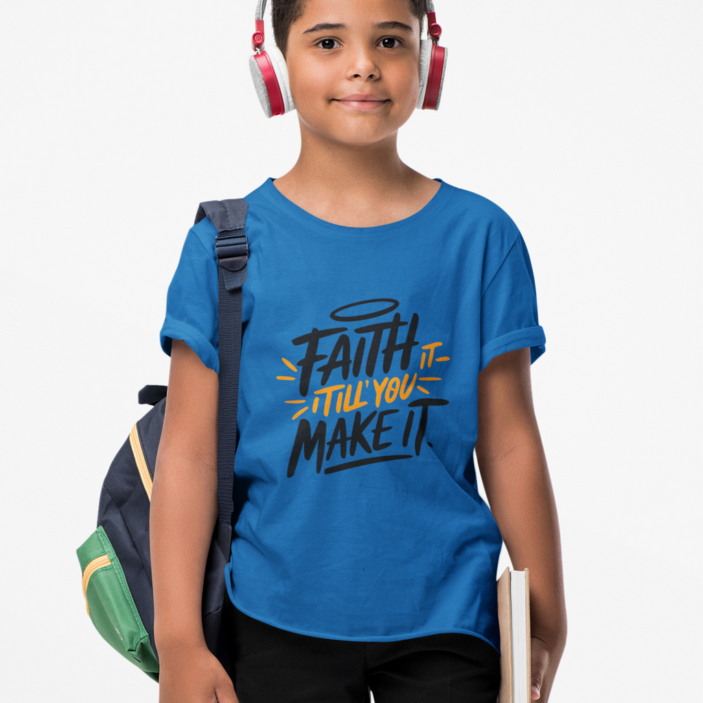 Faith Kids Softstyle Tee, Inspirational T-Shirt, Youth Motivational Shirt, Encouragement Gift for Kids, White Graphic Tee