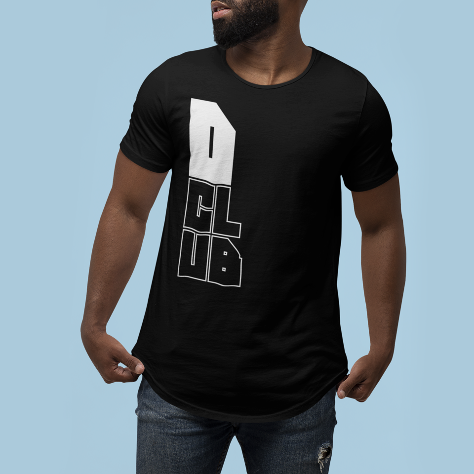 Men's Curved Hem Tee - Stylish Graphic Tee, D Club T-shirt, Casual Wear, Trendy Fashion, Streetwear Essential, Gift for Him