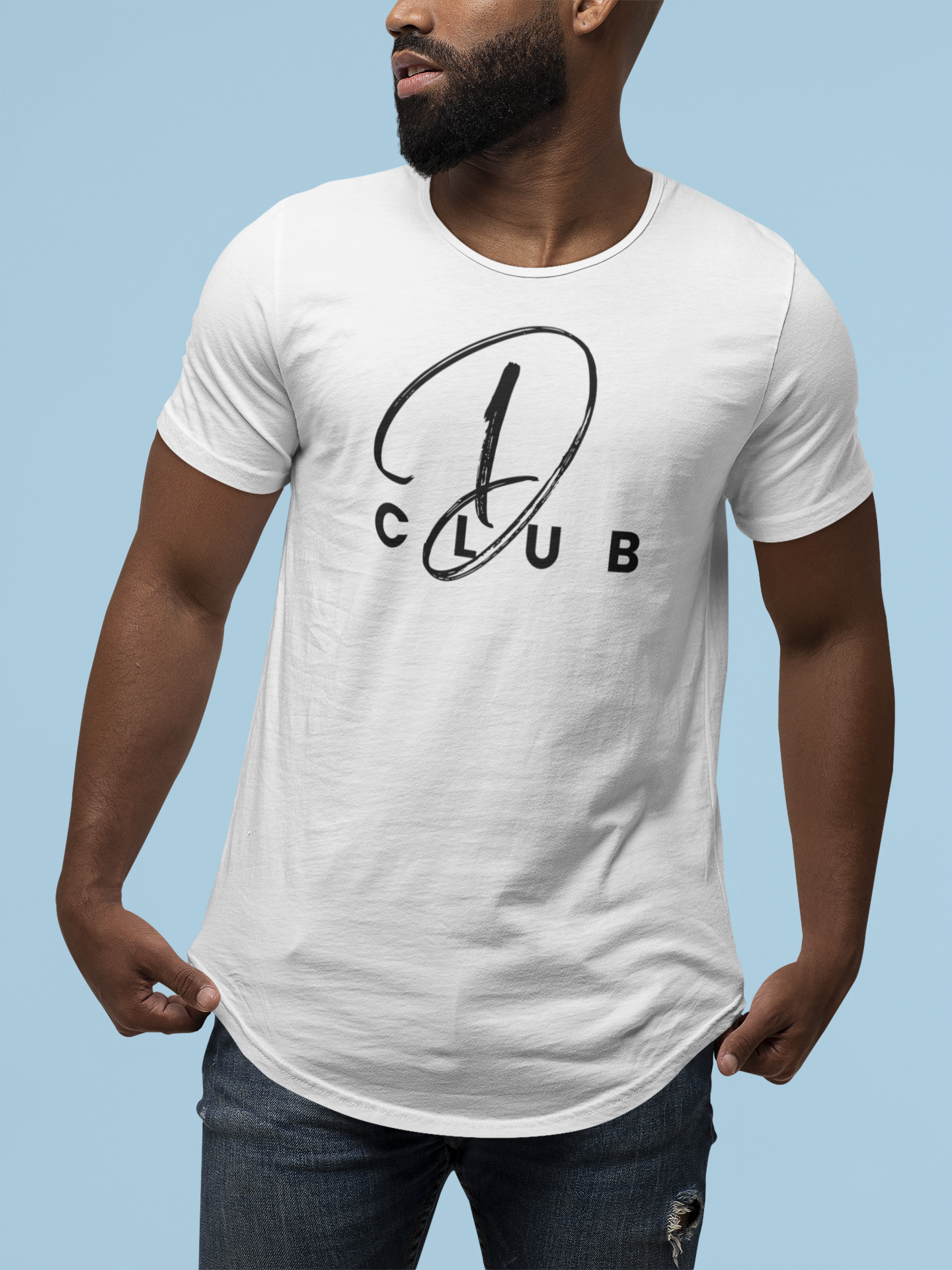 Men's Curved Hem Tee - Stylish Graphic Tee, D Club T-shirt, Casual Wear, Trendy Fashion, Streetwear Essential, Gift for Him