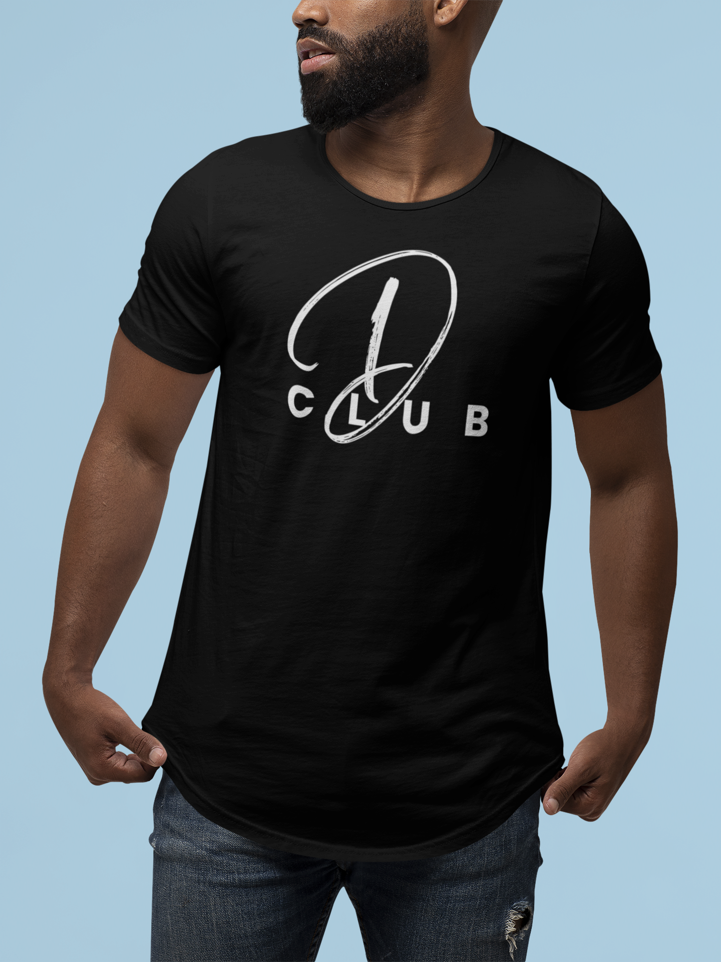 Men's Curved Hem Tee - Stylish Graphic Tee, D Club T-shirt, Casual Wear, Trendy Fashion, Streetwear Essential, Gift for Him