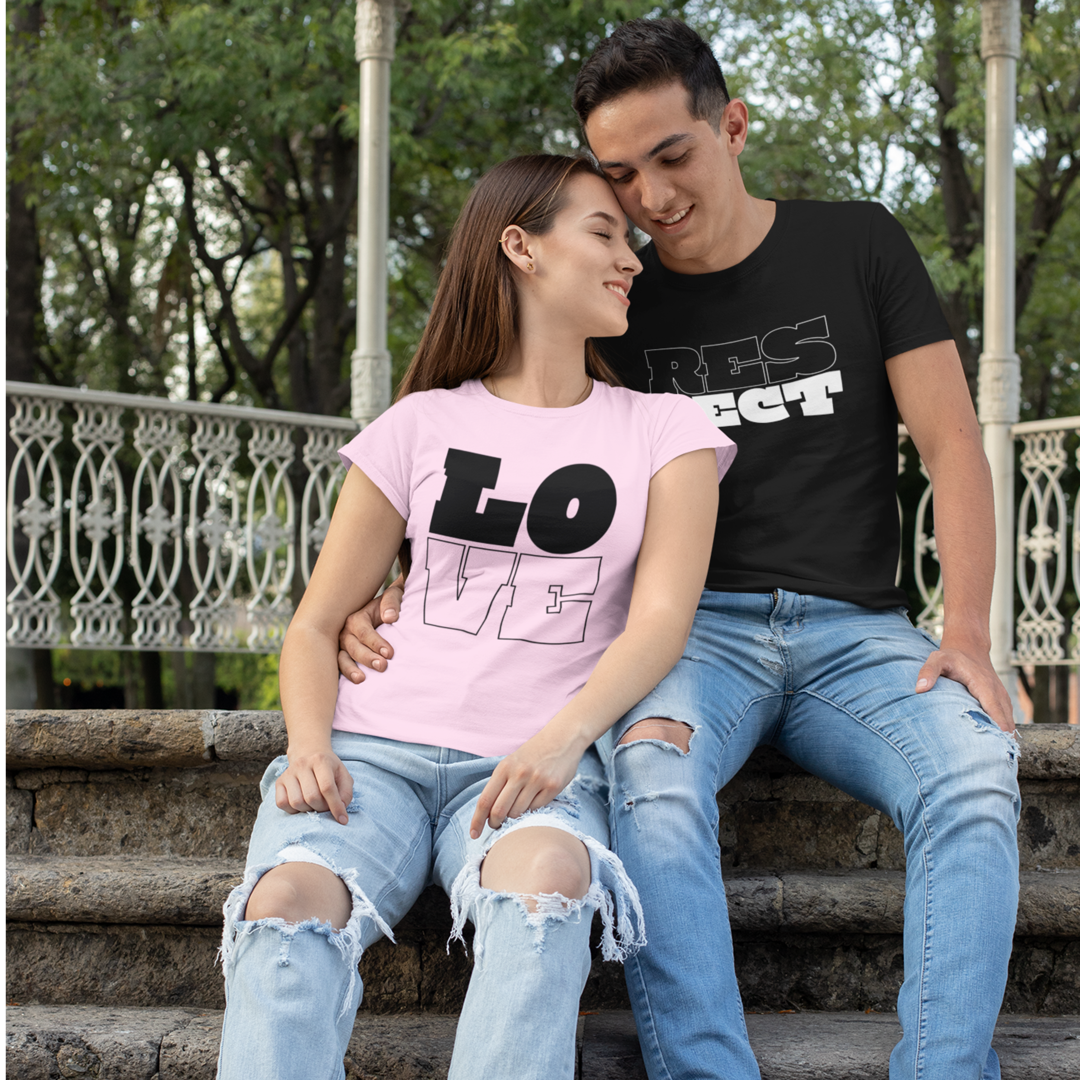 Love and Respect Matching T-shirts, Unisex Cotton Crew Tee, Casual Wear, Everyday Style, Gift for Him or Her