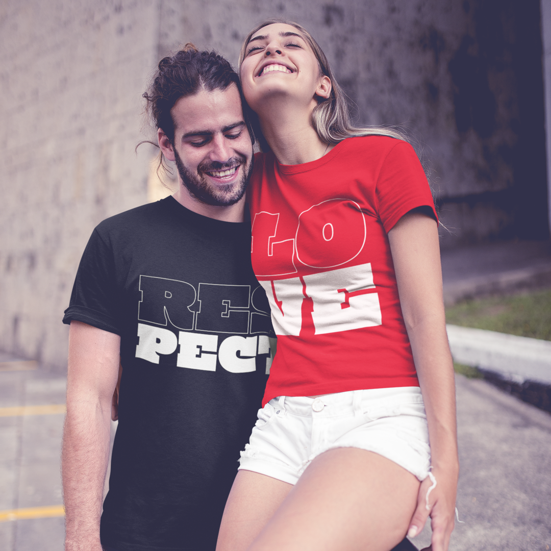 Love and Respect Matching T-shirts, Unisex Cotton Crew Tee, Casual Wear, Everyday Style, Gift for Him or Her