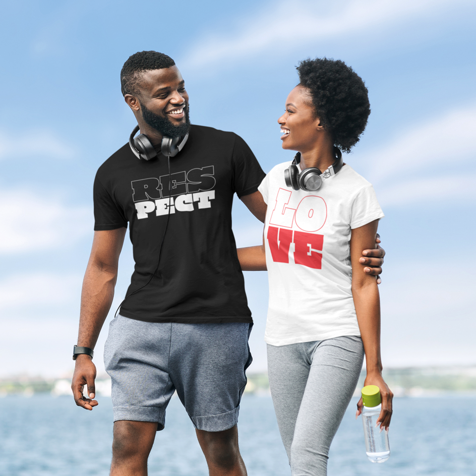 Love and Respect Matching T-shirts, Unisex Cotton Crew Tee, Casual Wear, Everyday Style, Gift for Him or Her