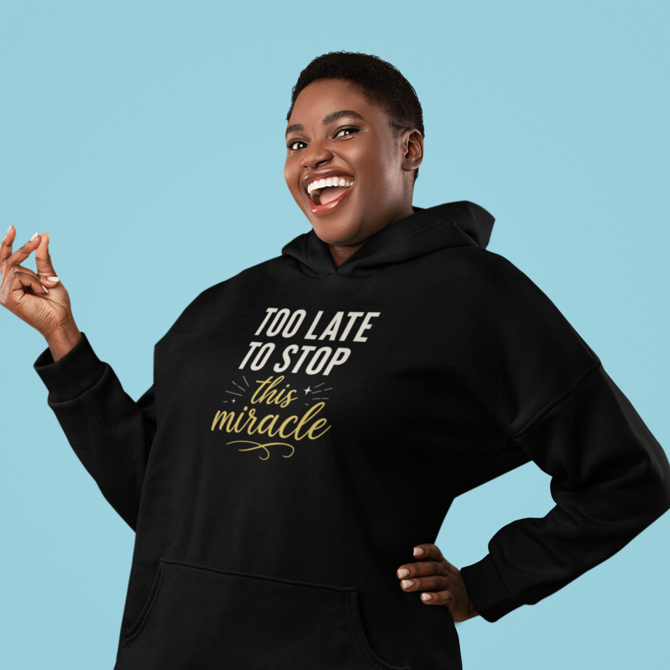 Miracle Midweight Fleece Hoodie, Cozy Casual Wear, Inspirational Gift, Faith-Driven Style, Perfect for Everyday & Holidays