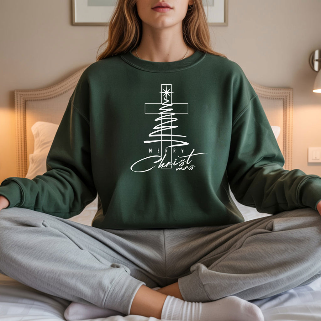 Merry Christmas, Christians Crewneck Sweatshirt Fabric Knit Long Sleeve Winter Casual Soft Medium Length Hoodie for Men and Women