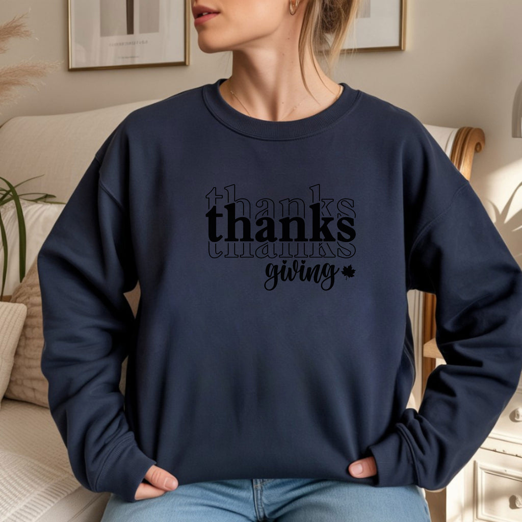 Thanksgiving Crewneck Sweatshirt, 'thanks giving' Script Holiday Pullover