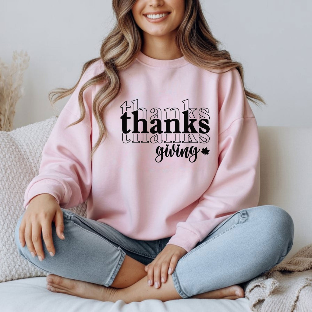 Thanksgiving Crewneck Sweatshirt, 'thanks giving' Script Holiday Pullover