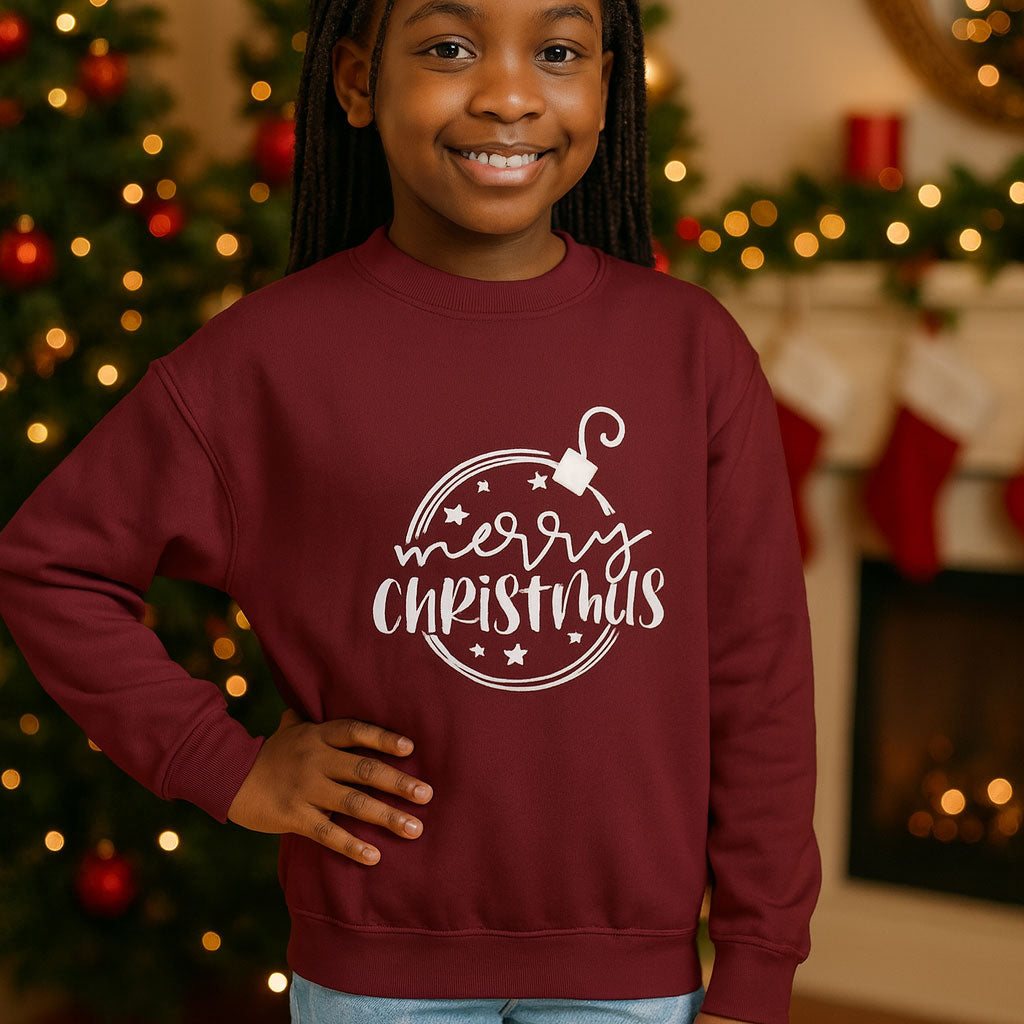 Youth Christmas Sweatshirt - Ornament Merry Christmas