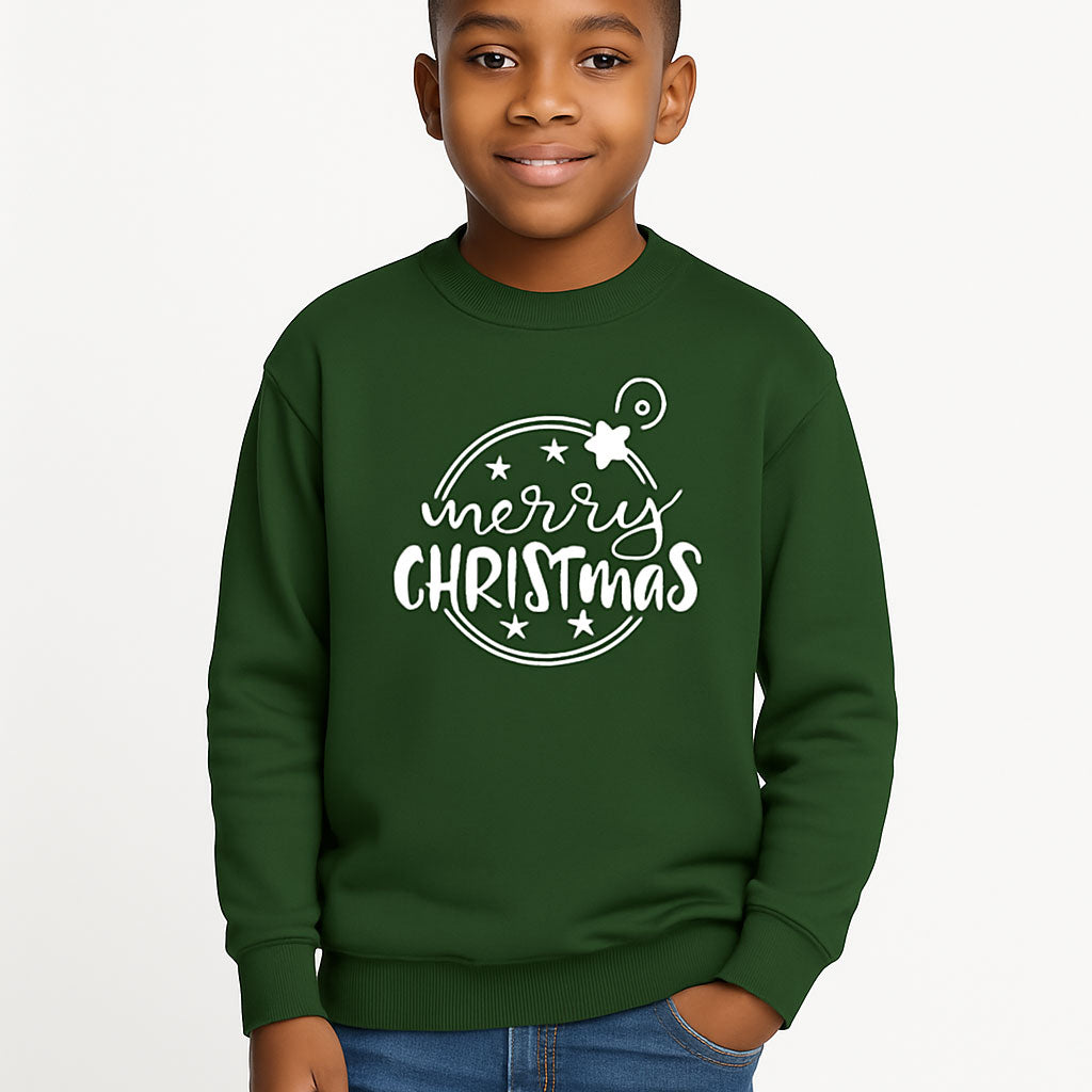 Youth Christmas Sweatshirt - Ornament Merry Christmas