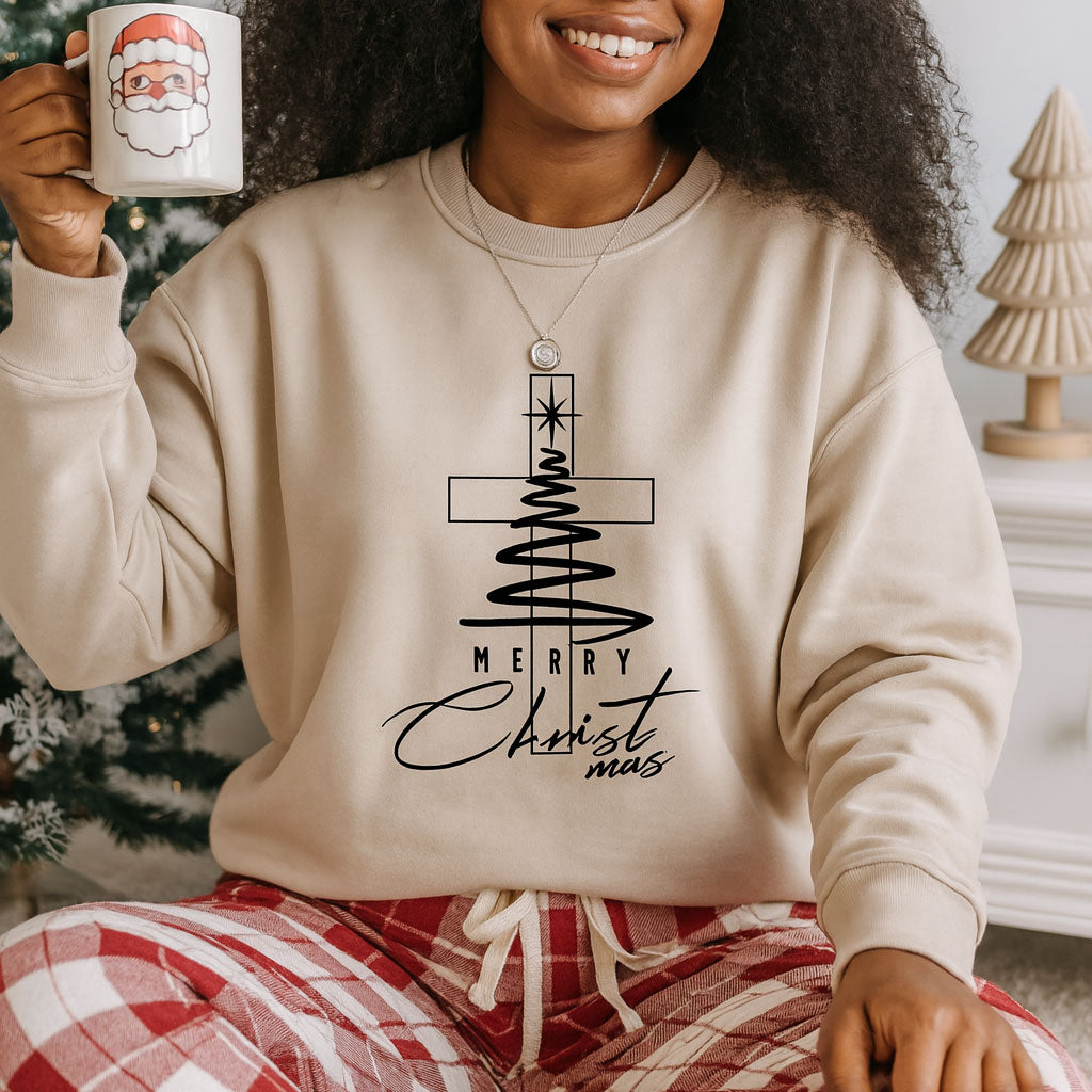 Merry Christmas, Christians Crewneck Sweatshirt Fabric Knit Long Sleeve Winter Casual Soft Medium Length Hoodie for Men and Women