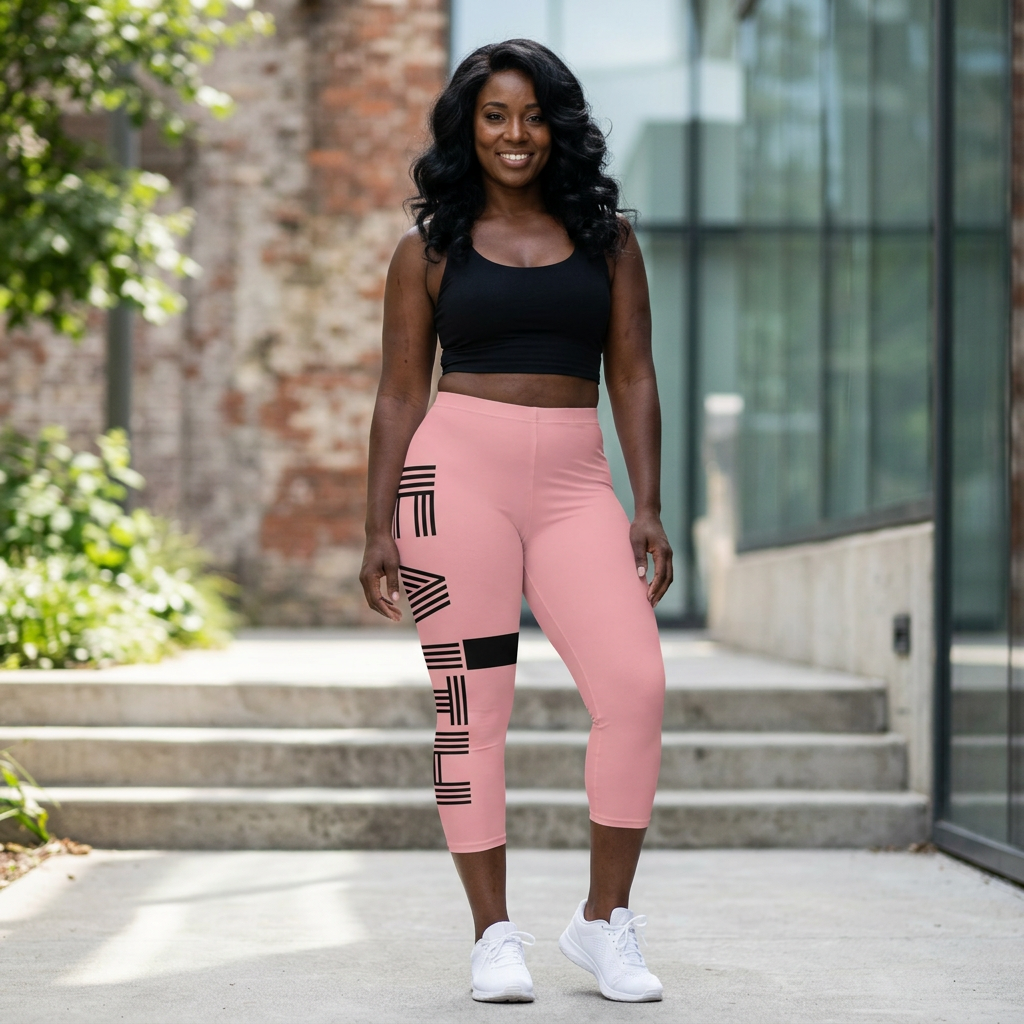 Faithful Stripe Capri Leggings — Bold Vertical 'FAITH' Yoga Pants