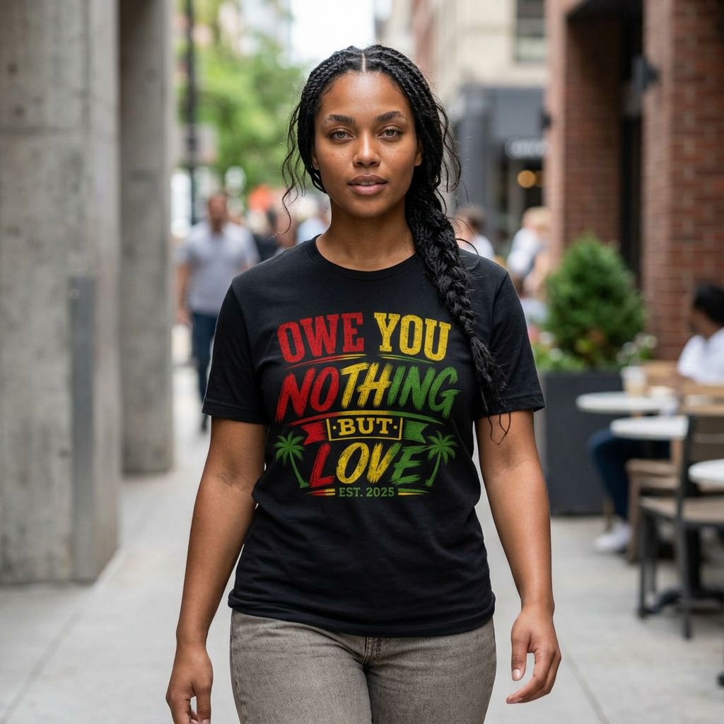 Owe You Nothing But Love T-Shirt — Rasta Palm Vacation Tee