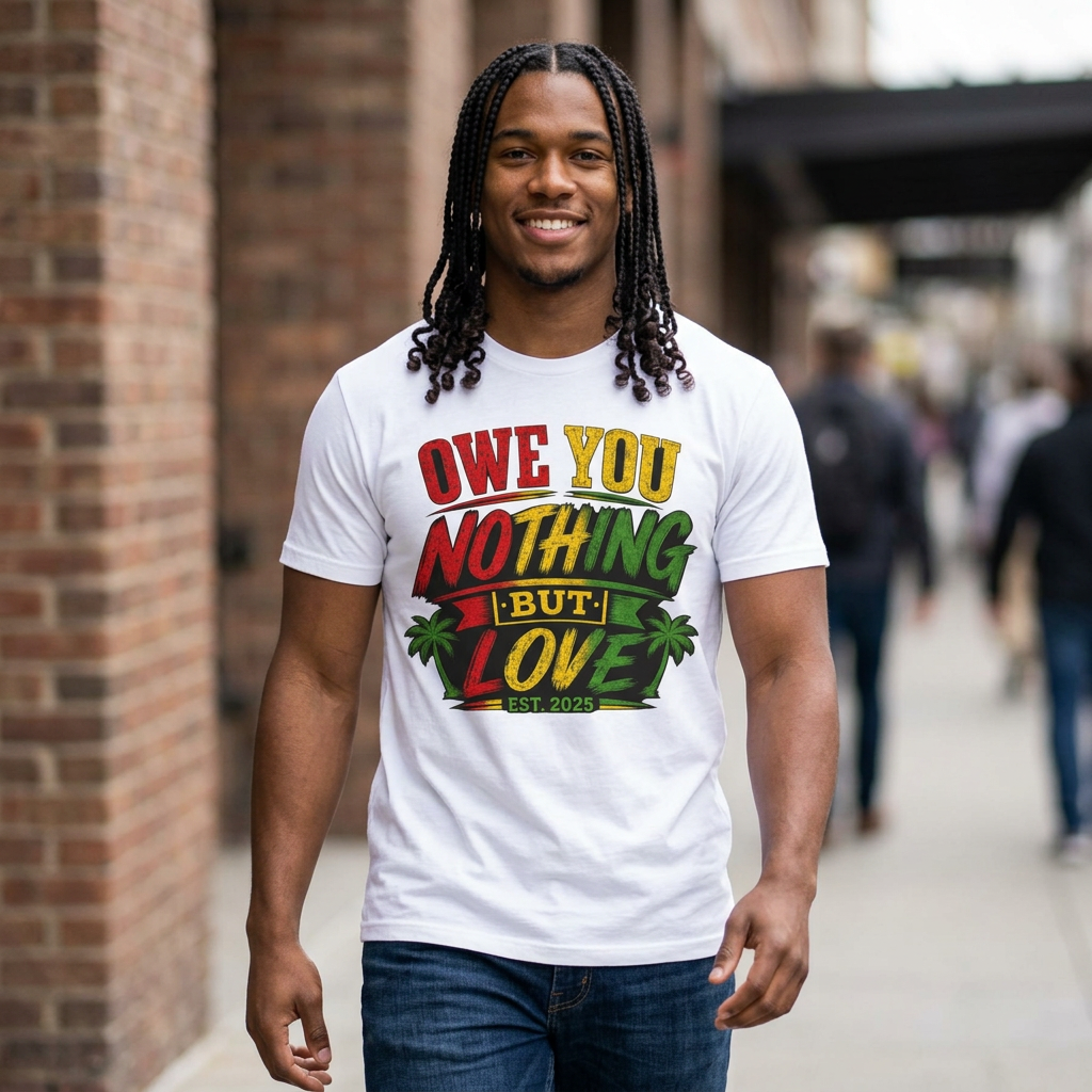 Owe You Nothing But Love T-Shirt — Rasta Palm Vacation Tee