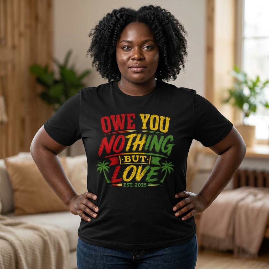 Owe You Nothing But Love T-Shirt — Rasta Palm Vacation Tee