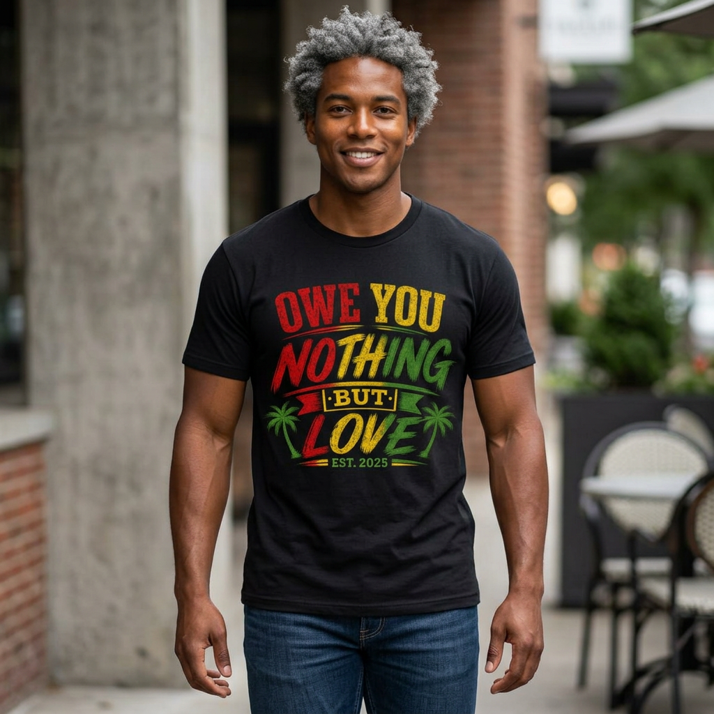 Owe You Nothing But Love T-Shirt — Rasta Palm Vacation Tee