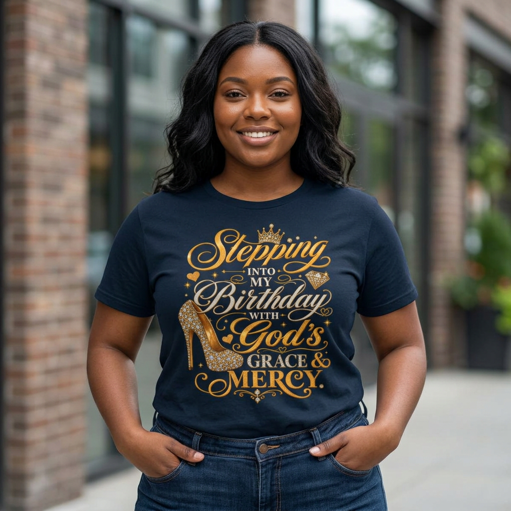 Birthday Blessings Tee — "Stepping Into My Birthday Covered By God’s Grace & Mercy"
