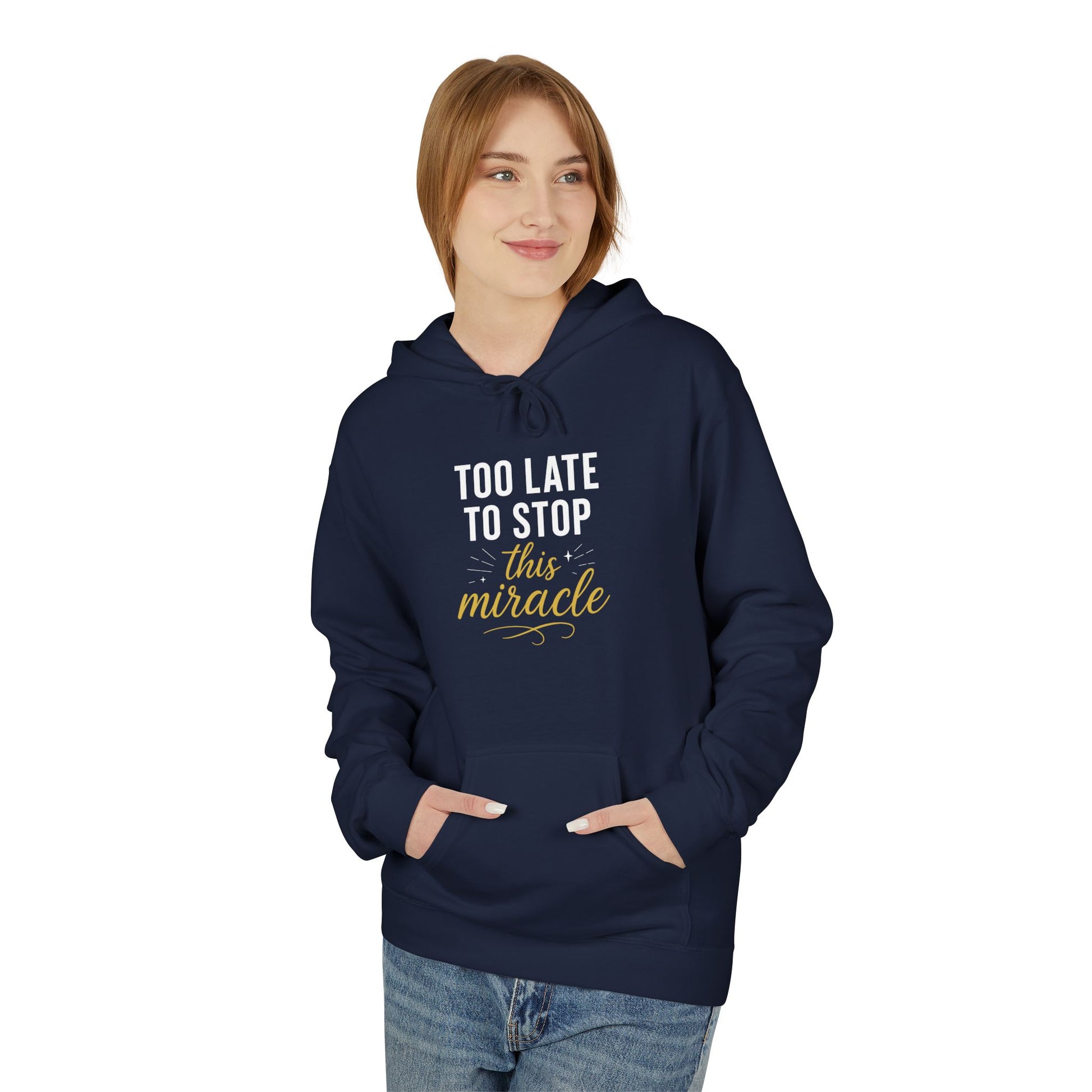 Miracle Midweight Fleece Hoodie, Cozy Casual Wear, Inspirational Gift, Faith-Driven Style, Perfect for Everyday & Holidays