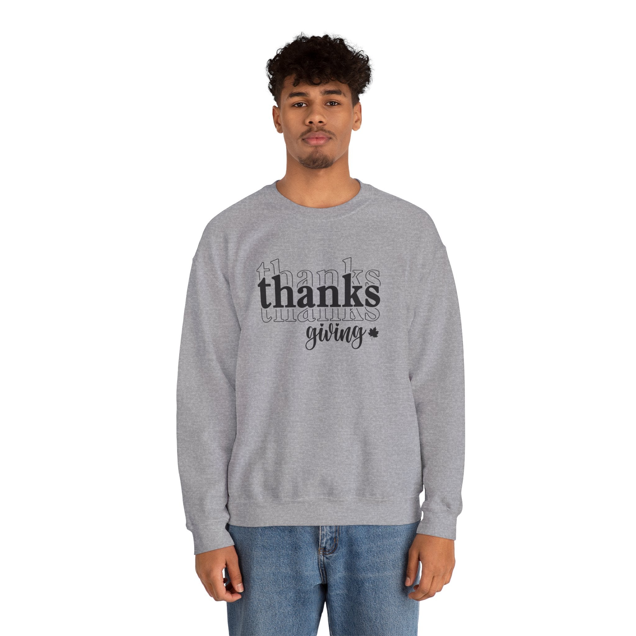 Thanksgiving Crewneck Sweatshirt, 'thanks giving' Script Holiday Pullover