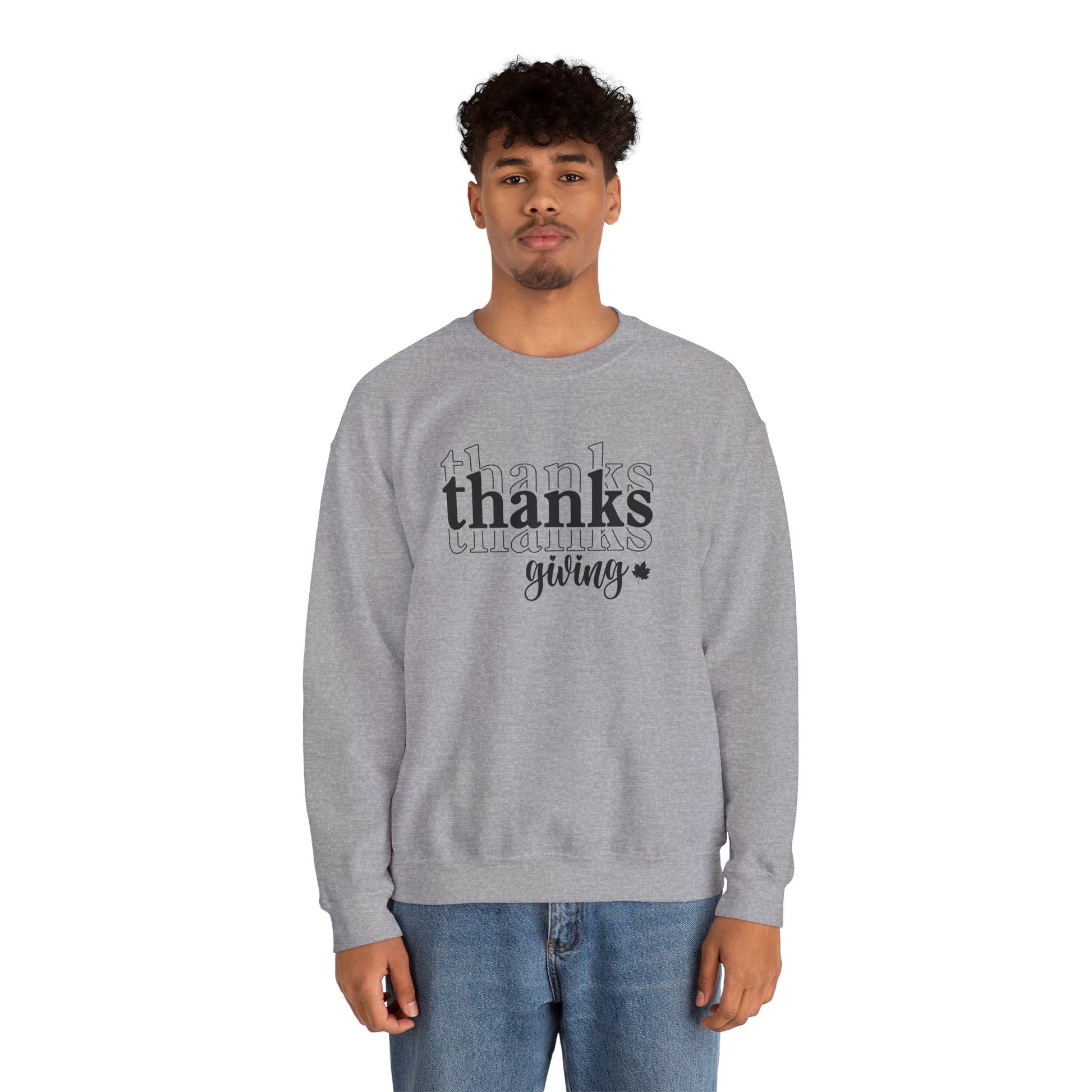 Thanksgiving Crewneck Sweatshirt, 'thanks giving' Script Holiday Pullover