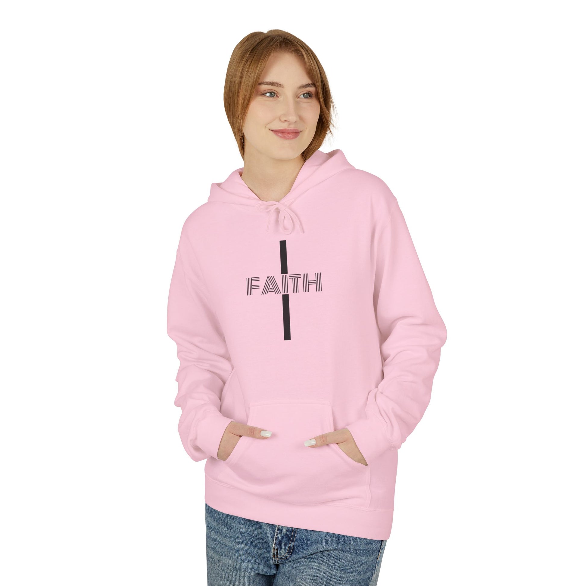Faith Unisex Midweight Fleece Hoodie, Cozy Casual Wear, Inspirational Gift, Faith-Driven Style, Perfect for Everyday & Holidays