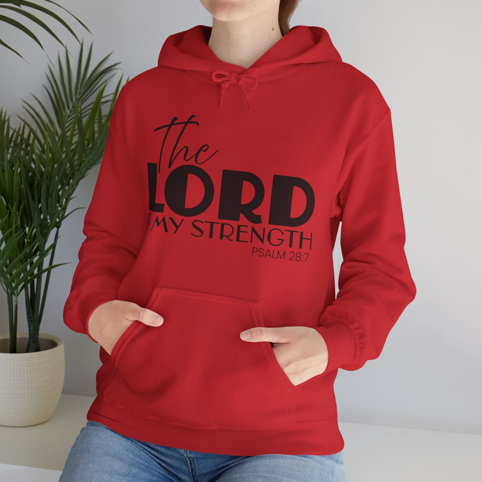 Psalm 28:7 'The Lord Is My Strength' Hoodie — Faith-Based Christian Sweatshirt