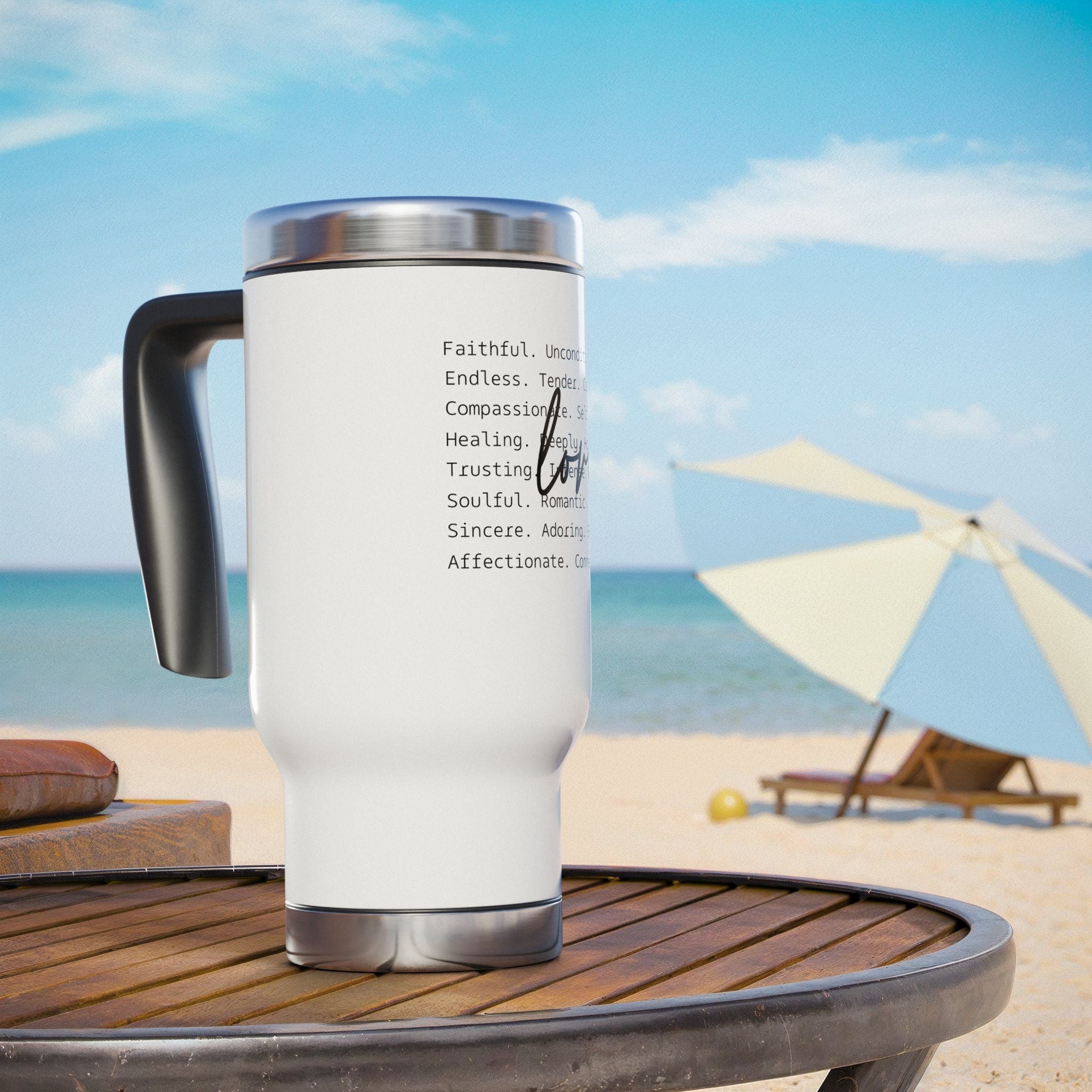 Customizable Heartfelt Stainless Steel Travel Mug, Inspirational Quotes, Perfect Gift for Spouses, Friends, Family, and Getaways