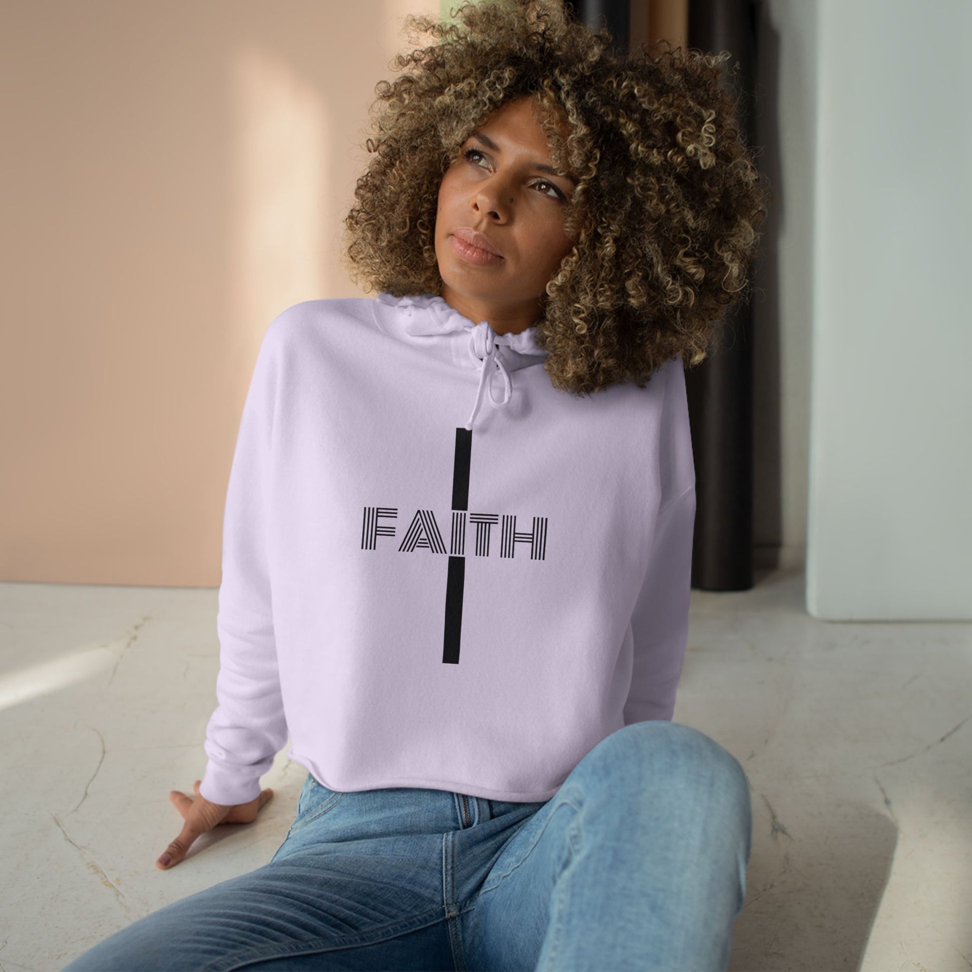 Faith-Inspired Crop Hoodie - Trendy Sportswear, Motivational Apparel, Gift for Her, Inspirational Outfit, Spiritual Vibes