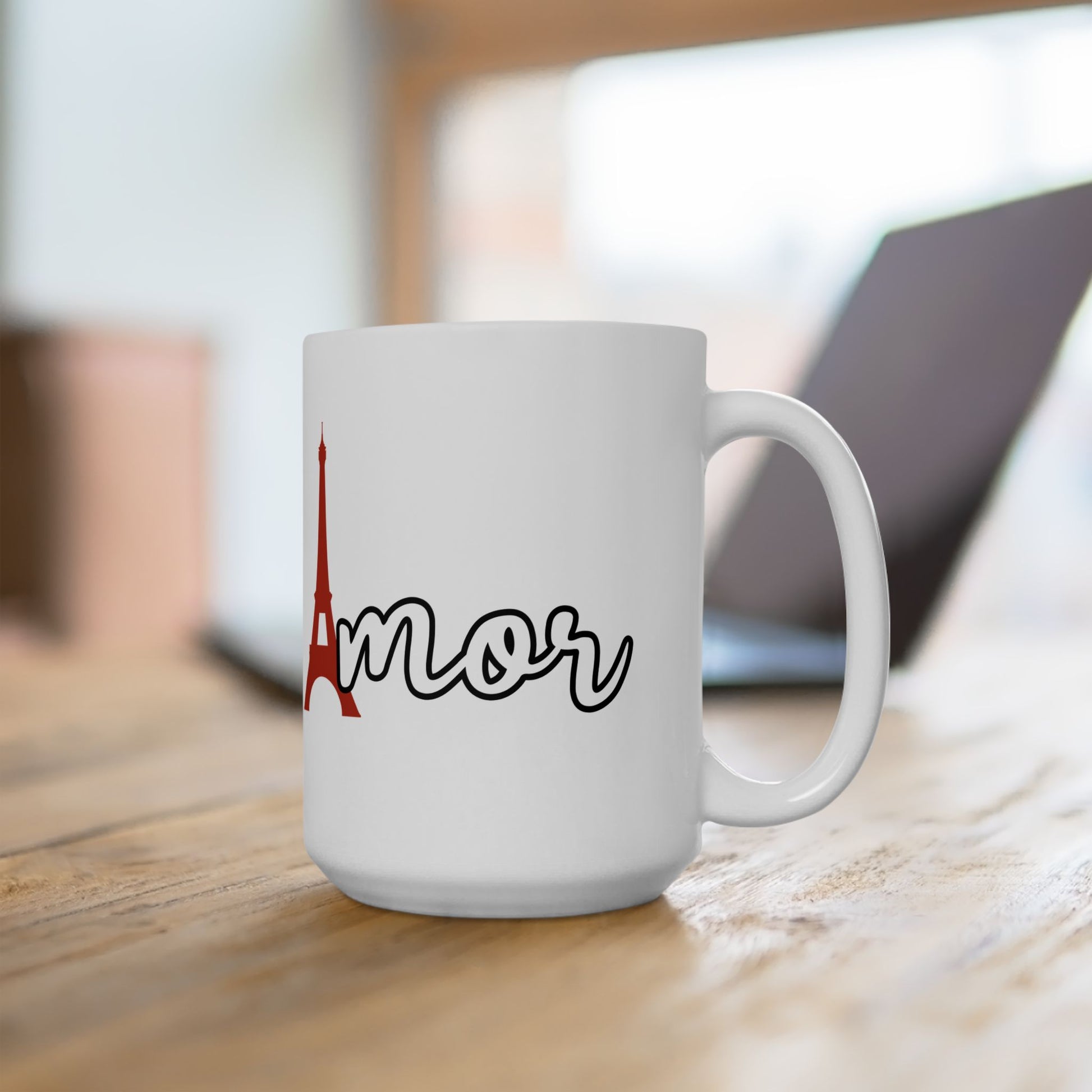 Paris Love Ceramic Mug — Eiffel Tower Coffee Cup (11oz/15oz)