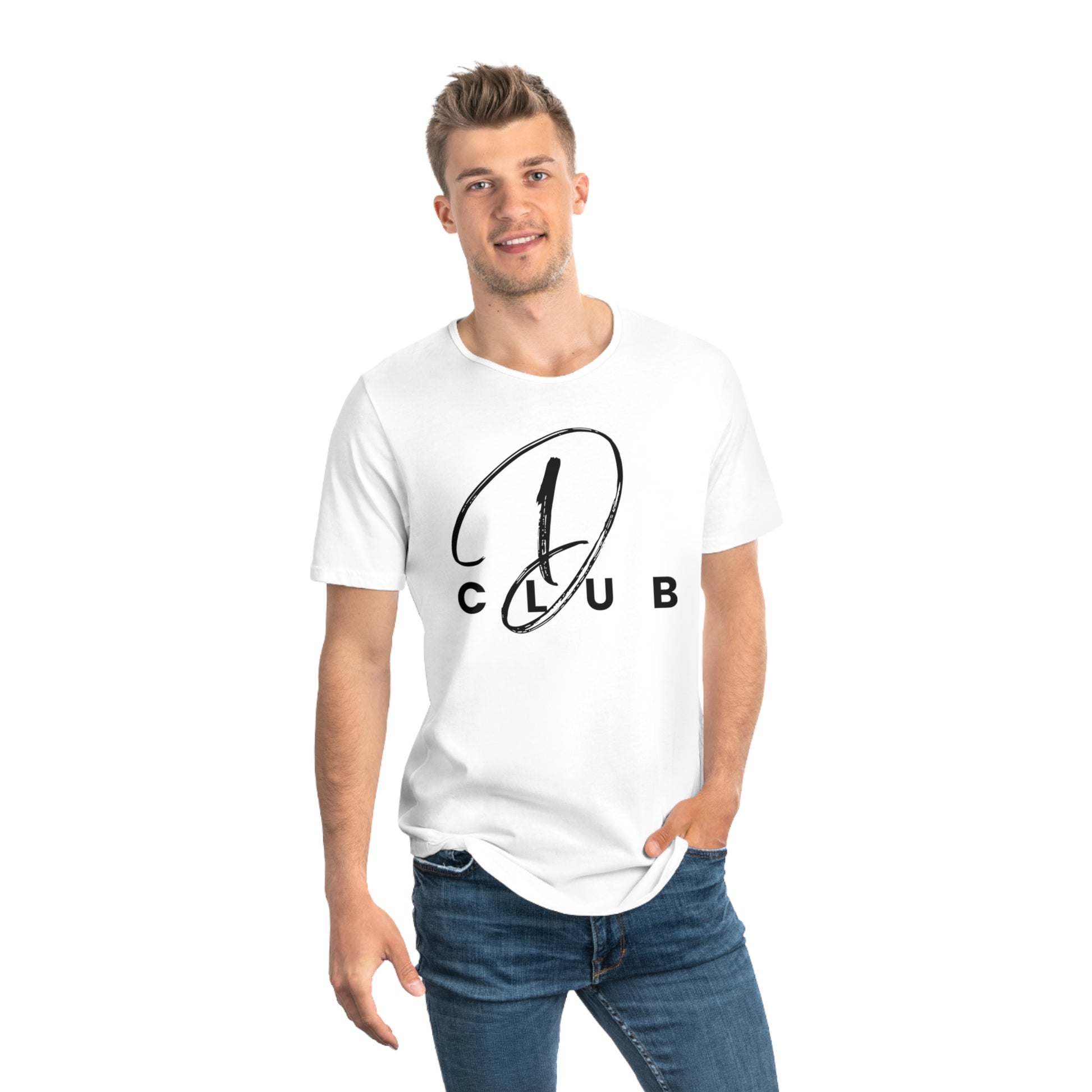 Men's Curved Hem Tee - Stylish Graphic Tee, D Club T-shirt, Casual Wear, Trendy Fashion, Streetwear Essential, Gift for Him