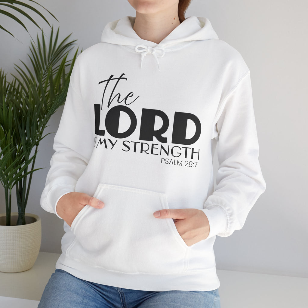 Psalm 28:7 'The Lord Is My Strength' Hoodie — Faith-Based Christian Sweatshirt