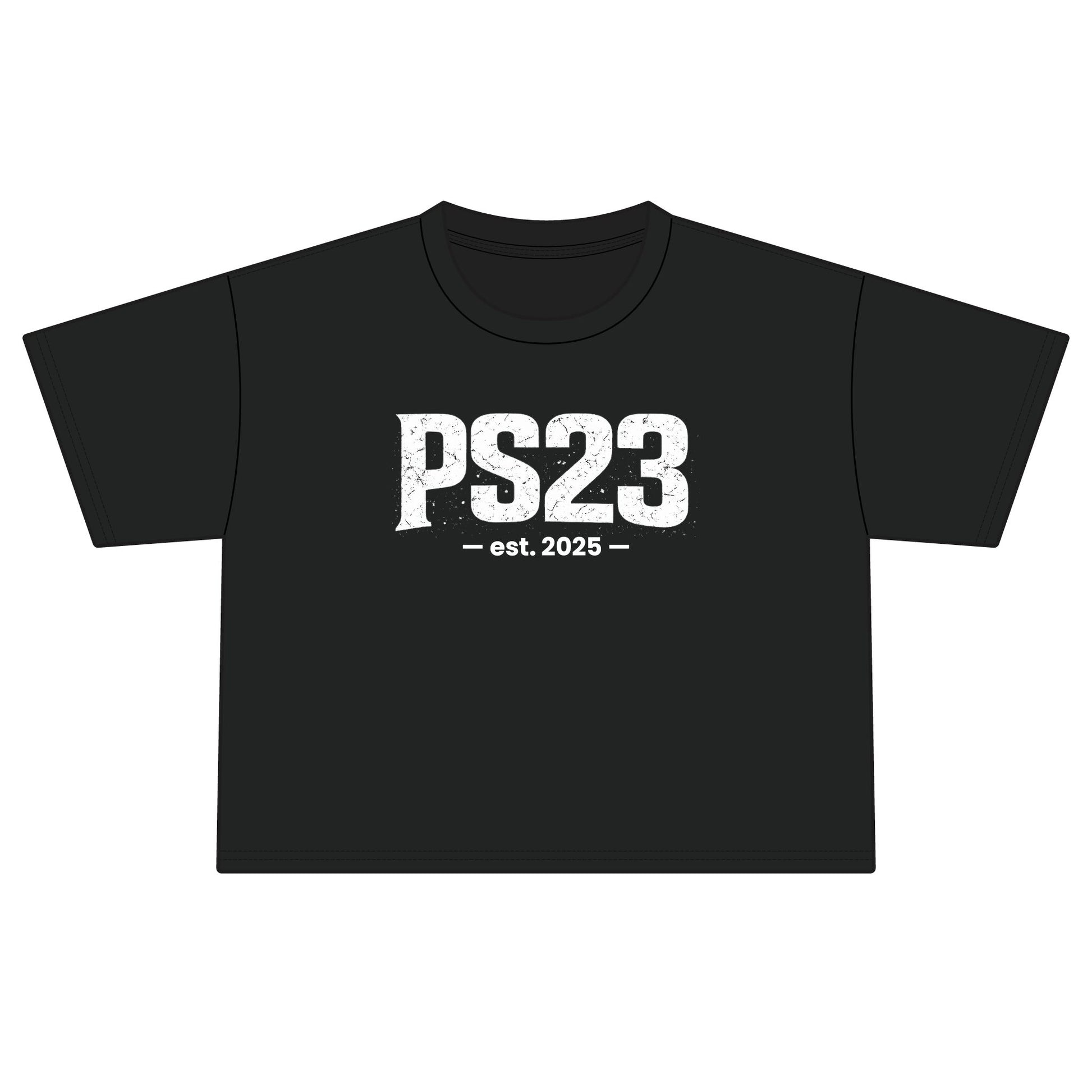 PS23 Est. 2025 Boxy Tee — Women's Cropped School Spirit Shirt