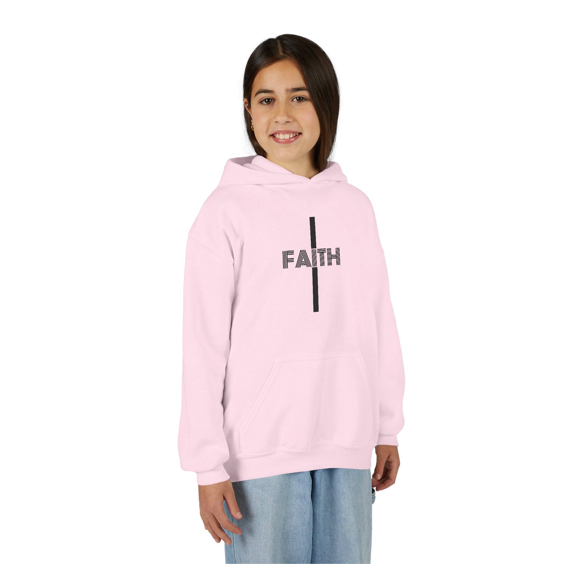 Faith Hooded Sweatshirt for Youth, Inspirational Sweatshirt, Cozy Hoodie, Youth Pullover, Perfect Gift for Teens, Faith Apparel