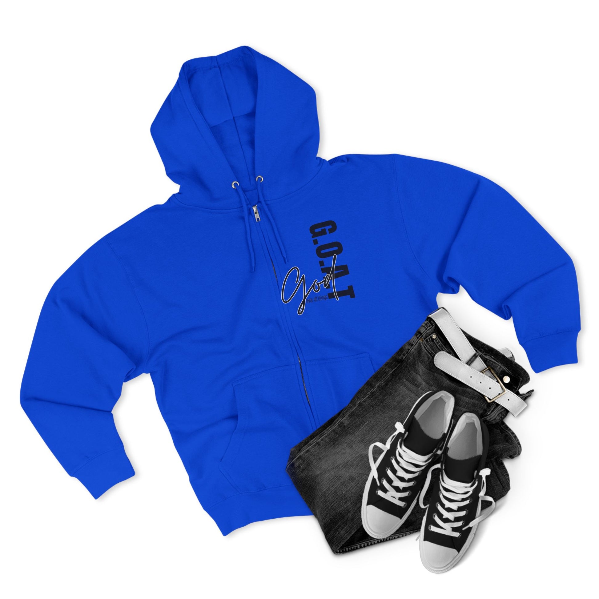Zip Hoodie, Unisex Hoodie, Cozy Oversized Hoodie, Inspirational Apparel, Versatile Layering Piece, Gift for Motivators, Goat God T-shirt
