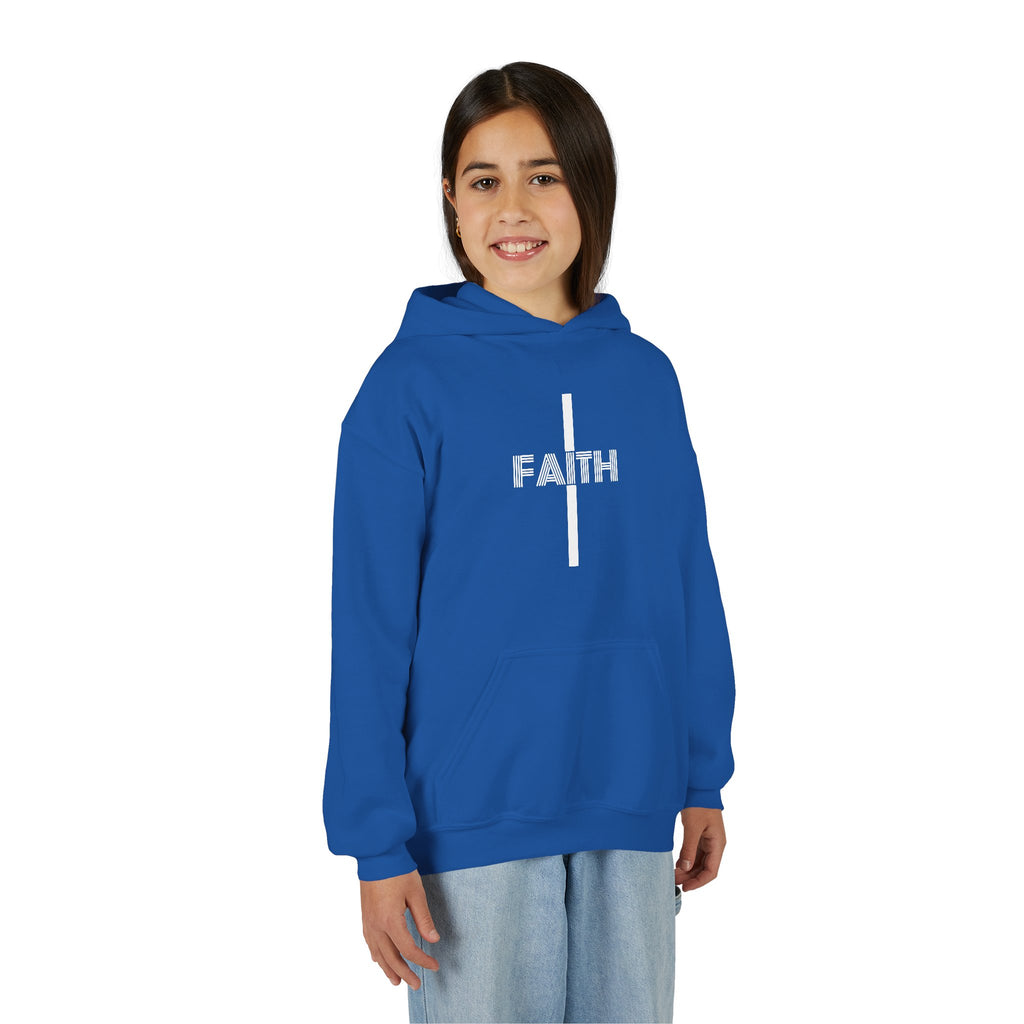 Faith Hooded Sweatshirt for Youth, Inspirational Sweatshirt, Cozy Hoodie, Youth Pullover, Perfect Gift for Teens, Faith Apparel