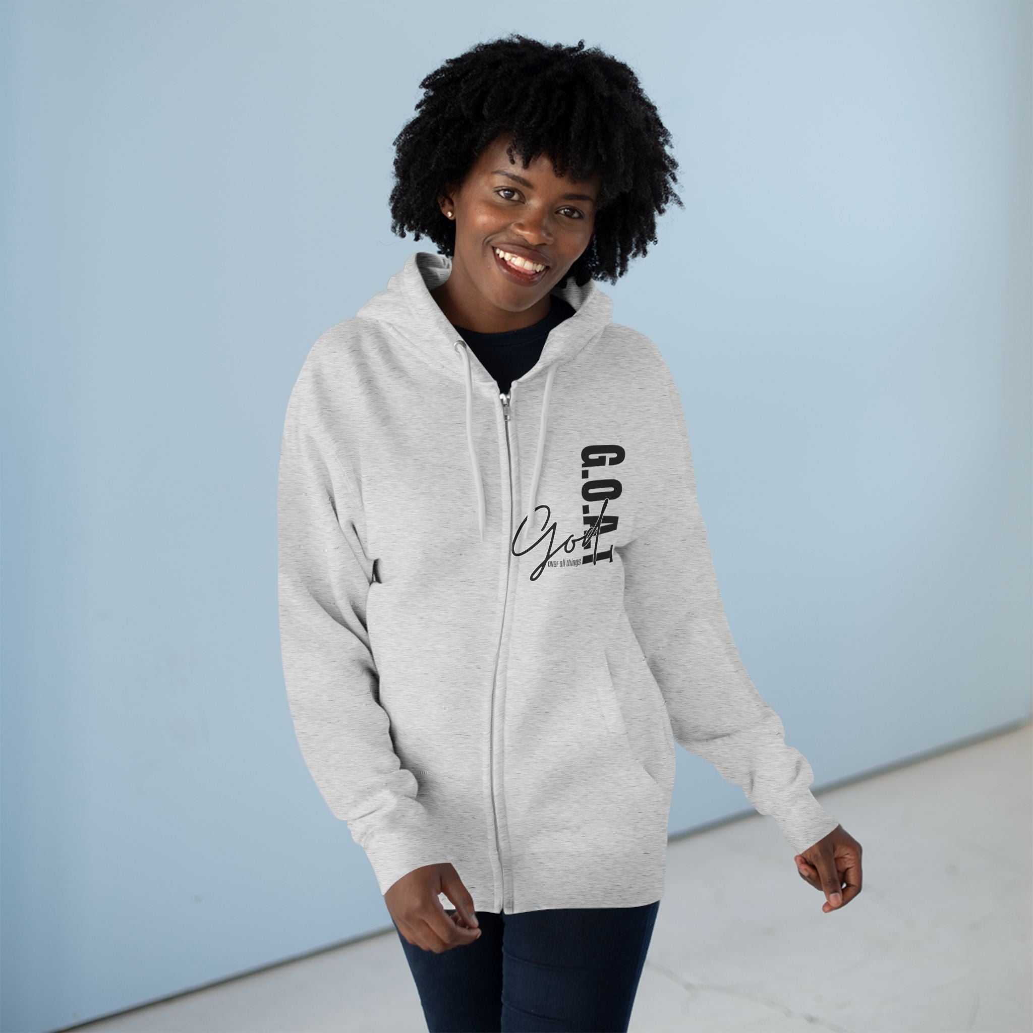 Zip Hoodie, Unisex Hoodie, Cozy Oversized Hoodie, Inspirational Apparel, Versatile Layering Piece, Gift for Motivators, Goat God T-shirt
