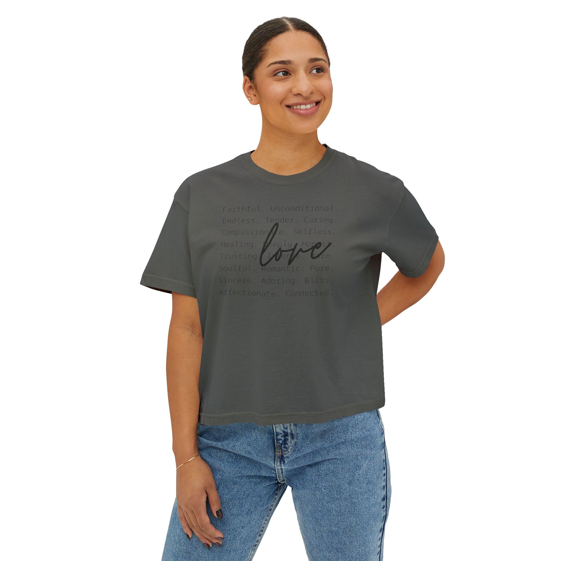 Women's Boxy Love Tee | Affirmation Top, Self-Care Gift, Cozy Casual Wear, Birthday Gift, Positive Vibes