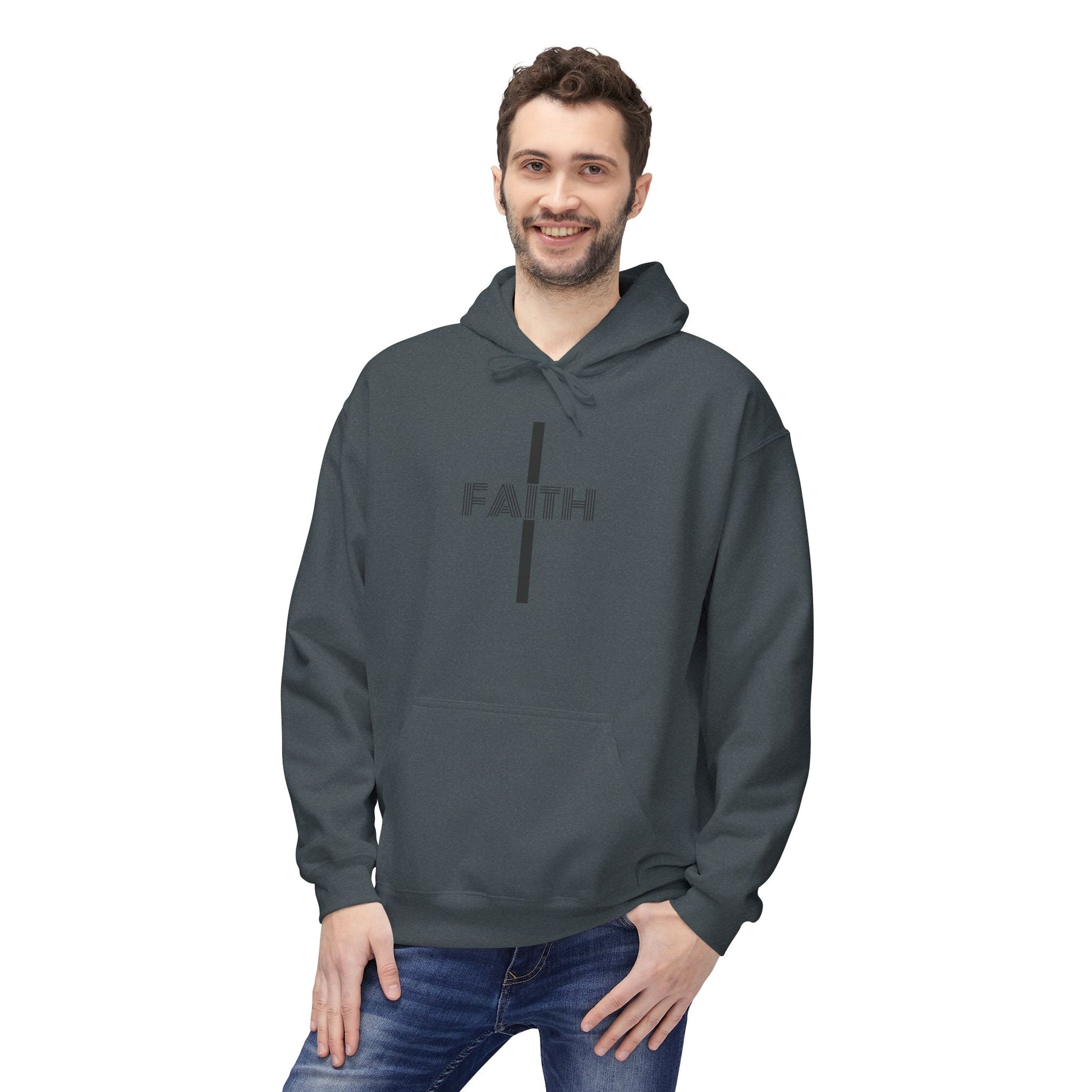 Faith Unisex Midweight Fleece Hoodie, Cozy Casual Wear, Inspirational Gift, Faith-Driven Style, Perfect for Everyday & Holidays